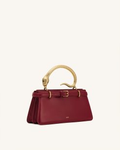 Alternative view of Elena Snake Handle Top Handle Bag - Wine Red