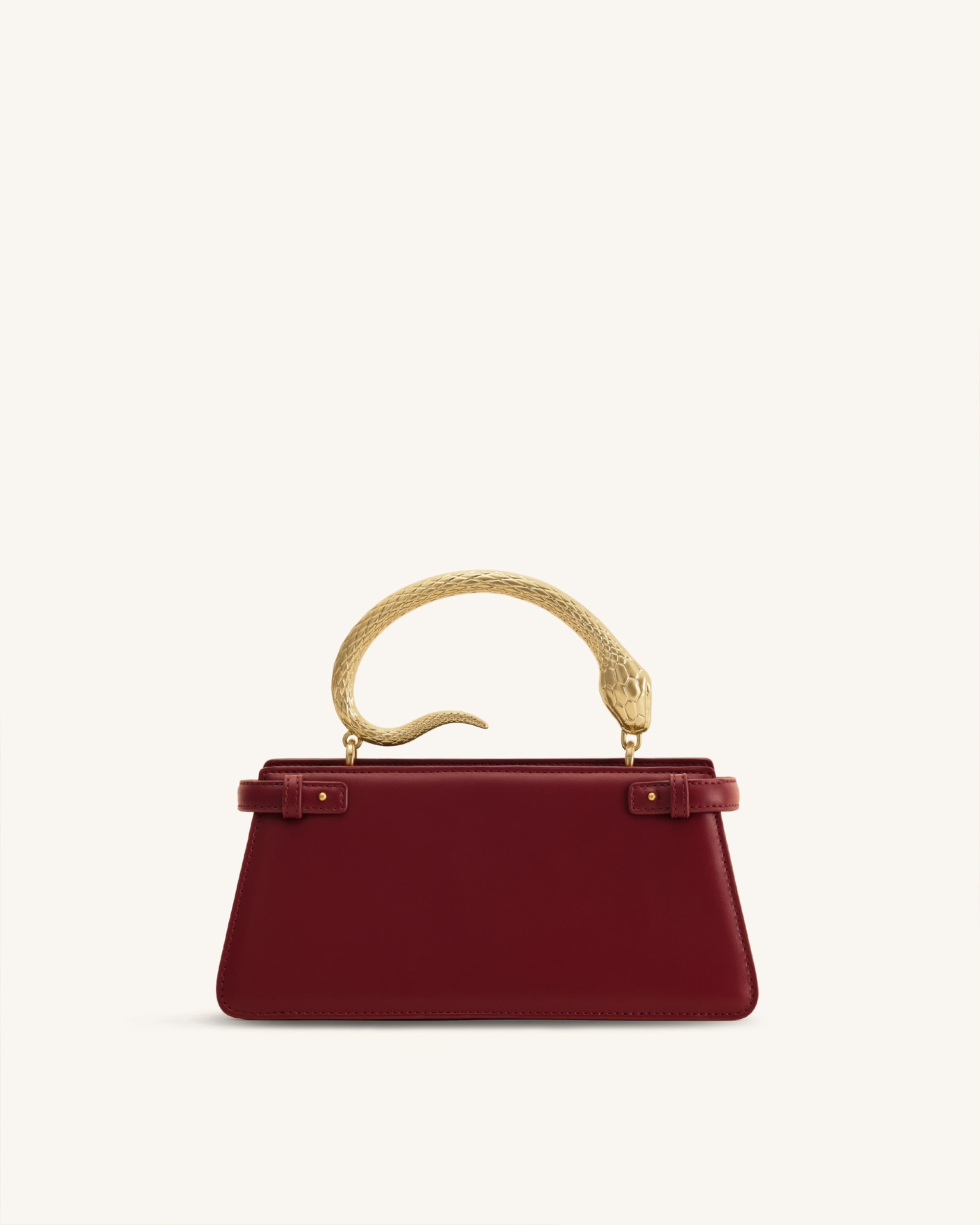 Elena Snake Handle Top Handle Bag - Wine Red - Image 3