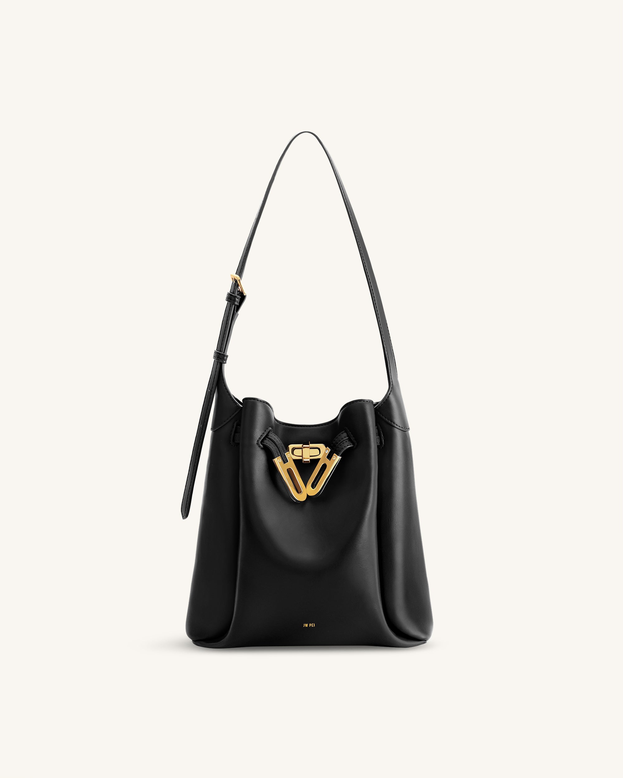 Charlene Double Buckle Hobo Bag - Black