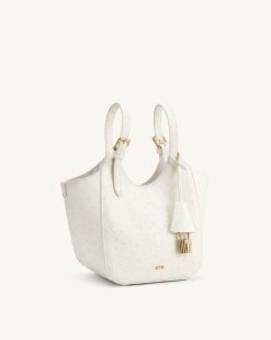 Alternative view of Ines Faux Ostrich Padlock Tote Bag - White