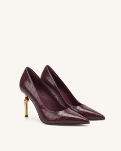 Alternative view of Hazel Croc-Embossed Heels - Burgundy