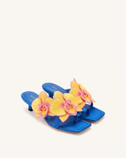 Alternative view of Serena Orchid Embroidered Toe Ring Heeled Sandals - Royal Blue