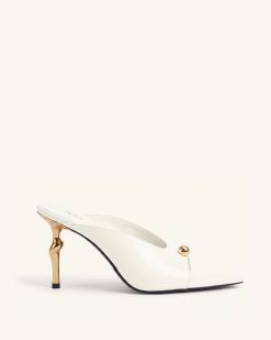 Noemi Pointed-Toe Mule Heels - White