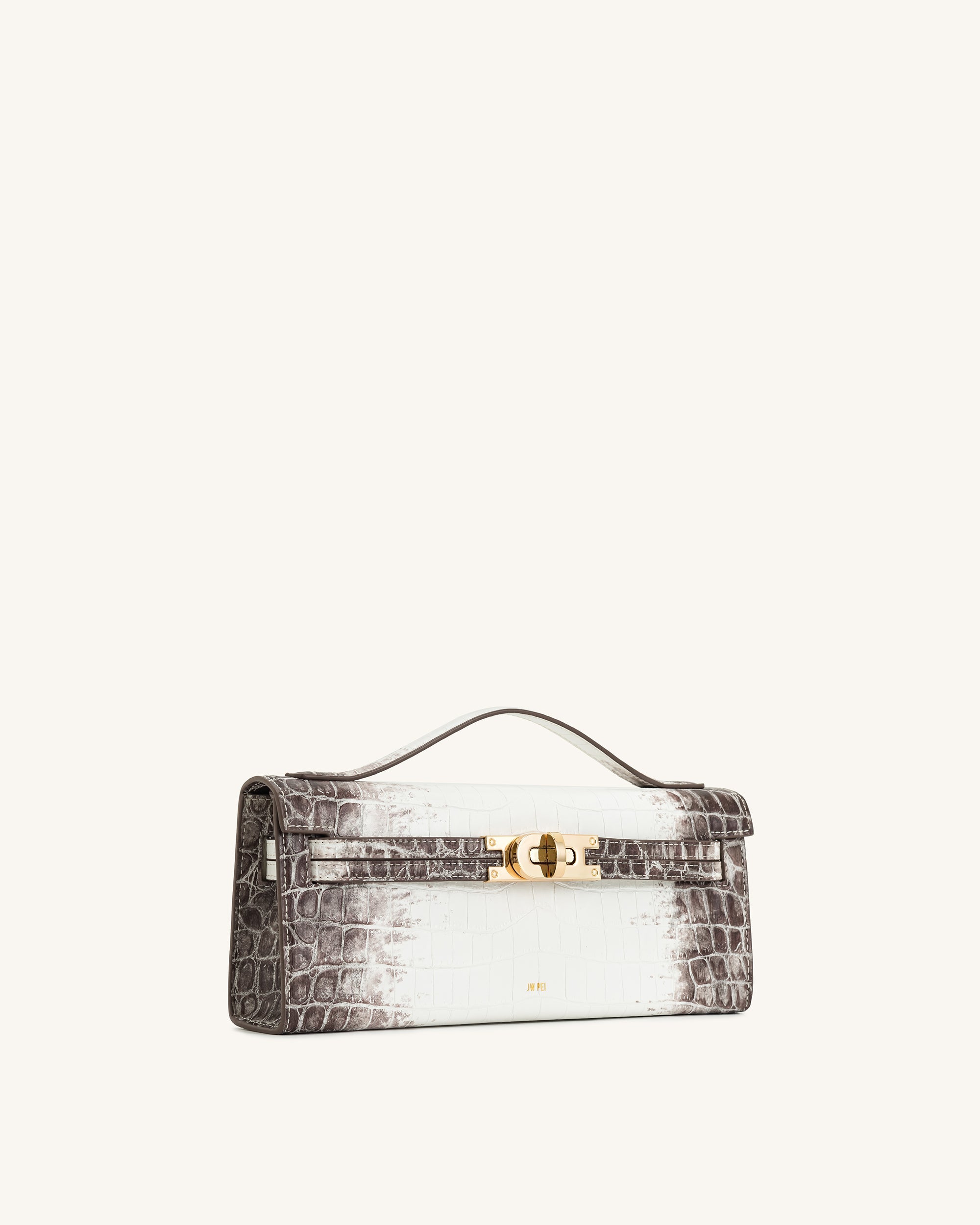 Bria Structured Top Handle Bag - White Croc - Image 3