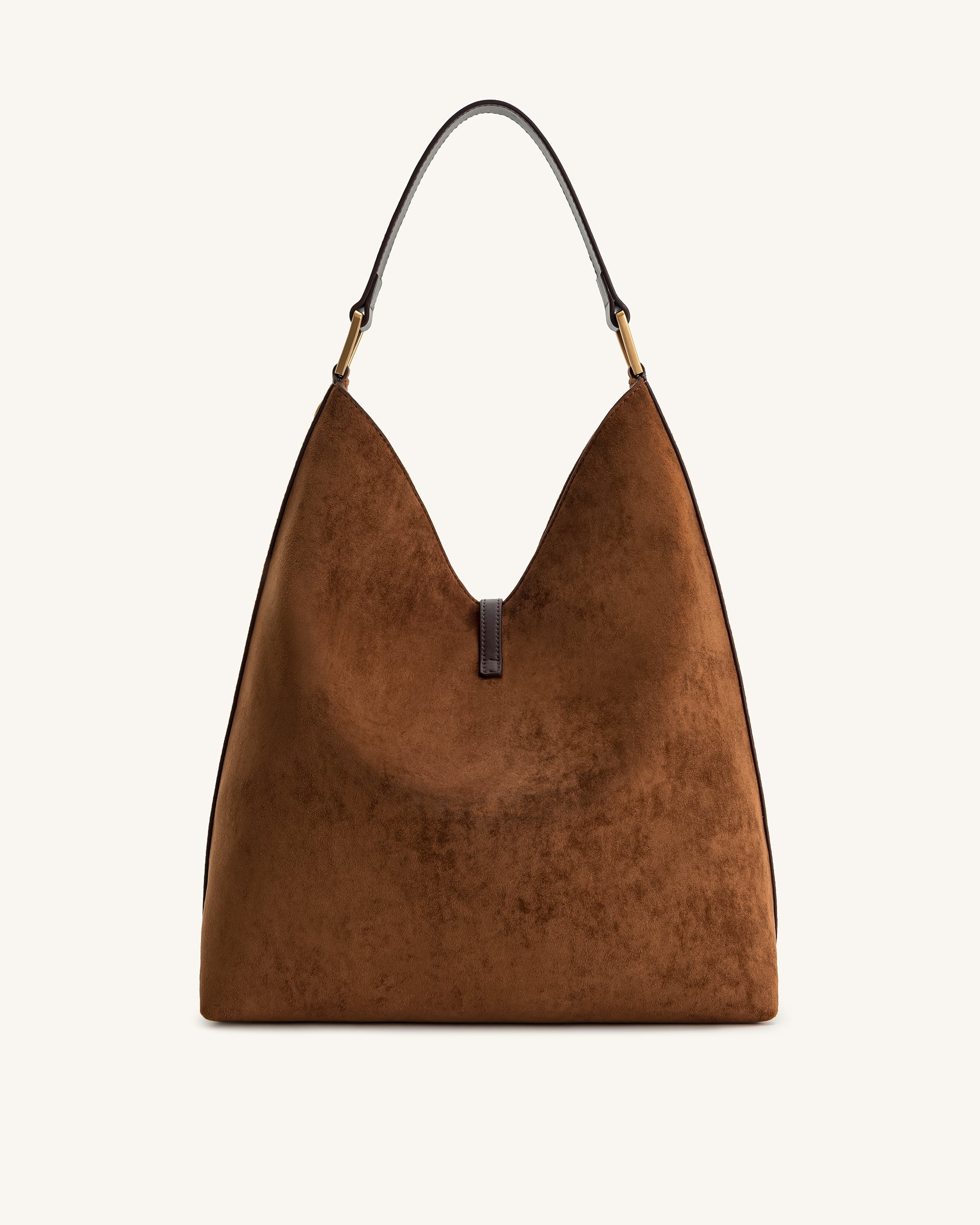 Aria Faux Suede Shoulder Bag - Brown - Image 4