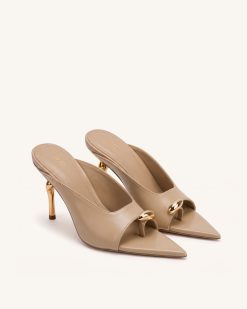 Alternative view of Noemi Pointed-Toe Mule Heels - Khaki