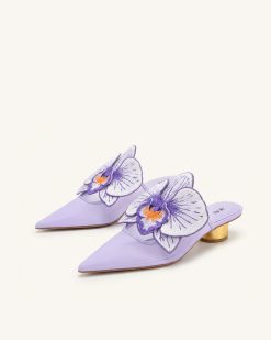 Alternative view of Helena Embroidery Decoration Pierced Mules - Purple