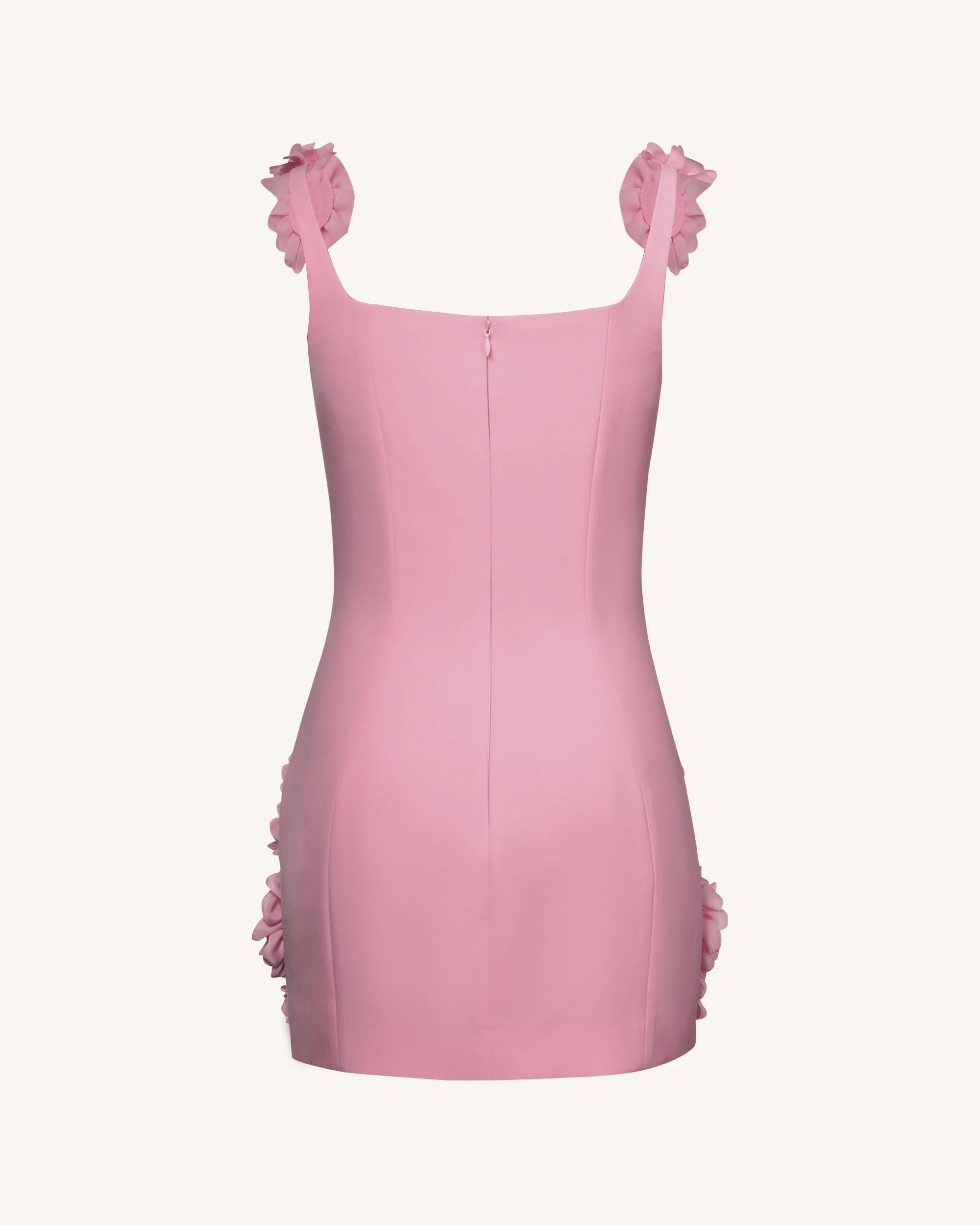 Elaina Pink Rosette Applique Mini Dress-Pink - Image 7