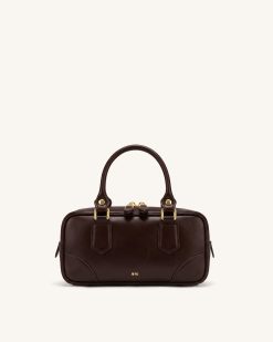Odette Boston Top Handle Bag - Dark Brown