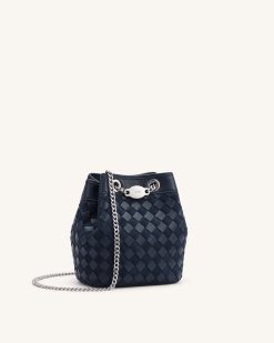 Alternative view of Yara Faux Suede Hand-Woven Bucket Bag - Dark Blue