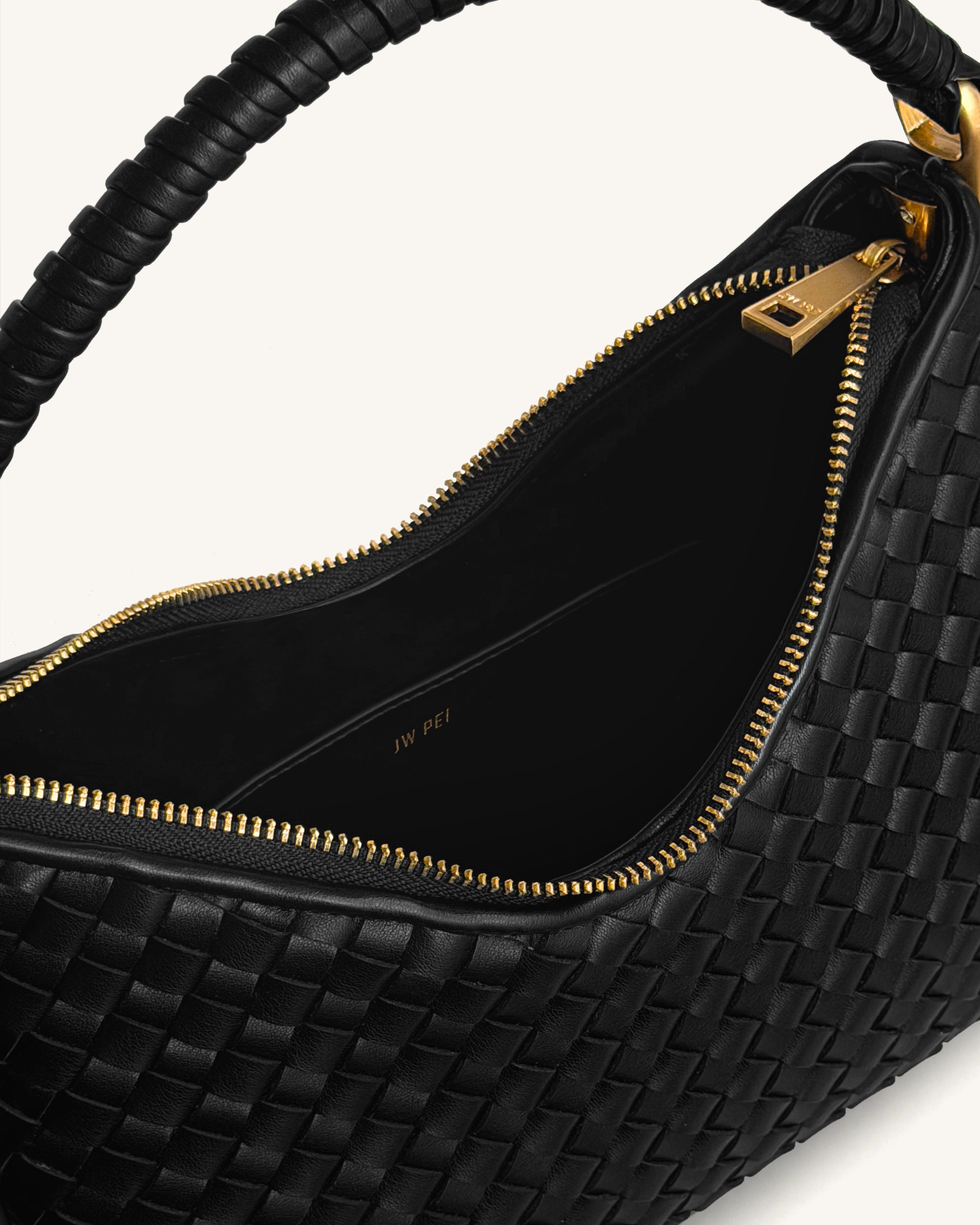 Lorena Woven Shoulder Bag - Black - Image 4