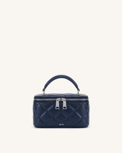Vivienne Quilted Vanity Top Handle Bag - Navy