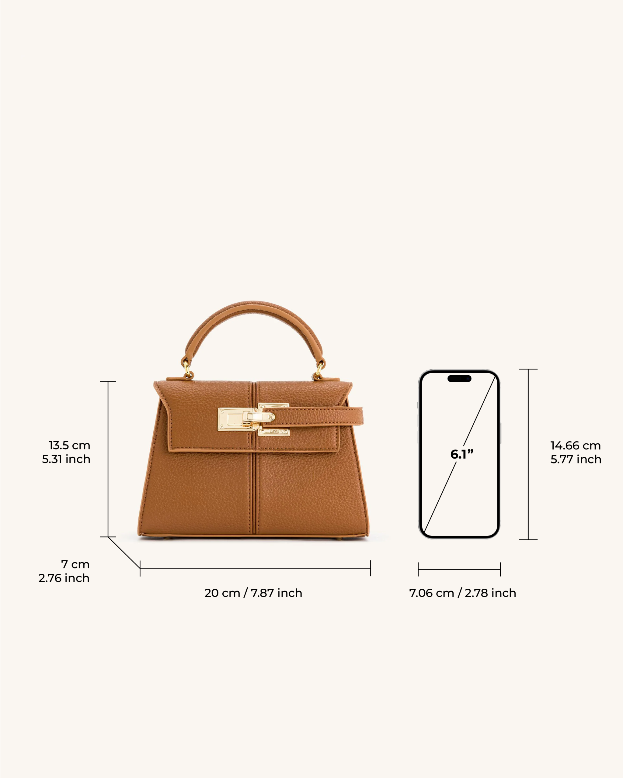Elise Top Handle Bag - Brown - Image 6
