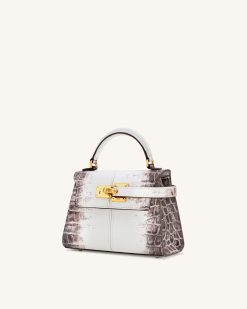 Alternative view of Elise Top Handle Bag - White Croc