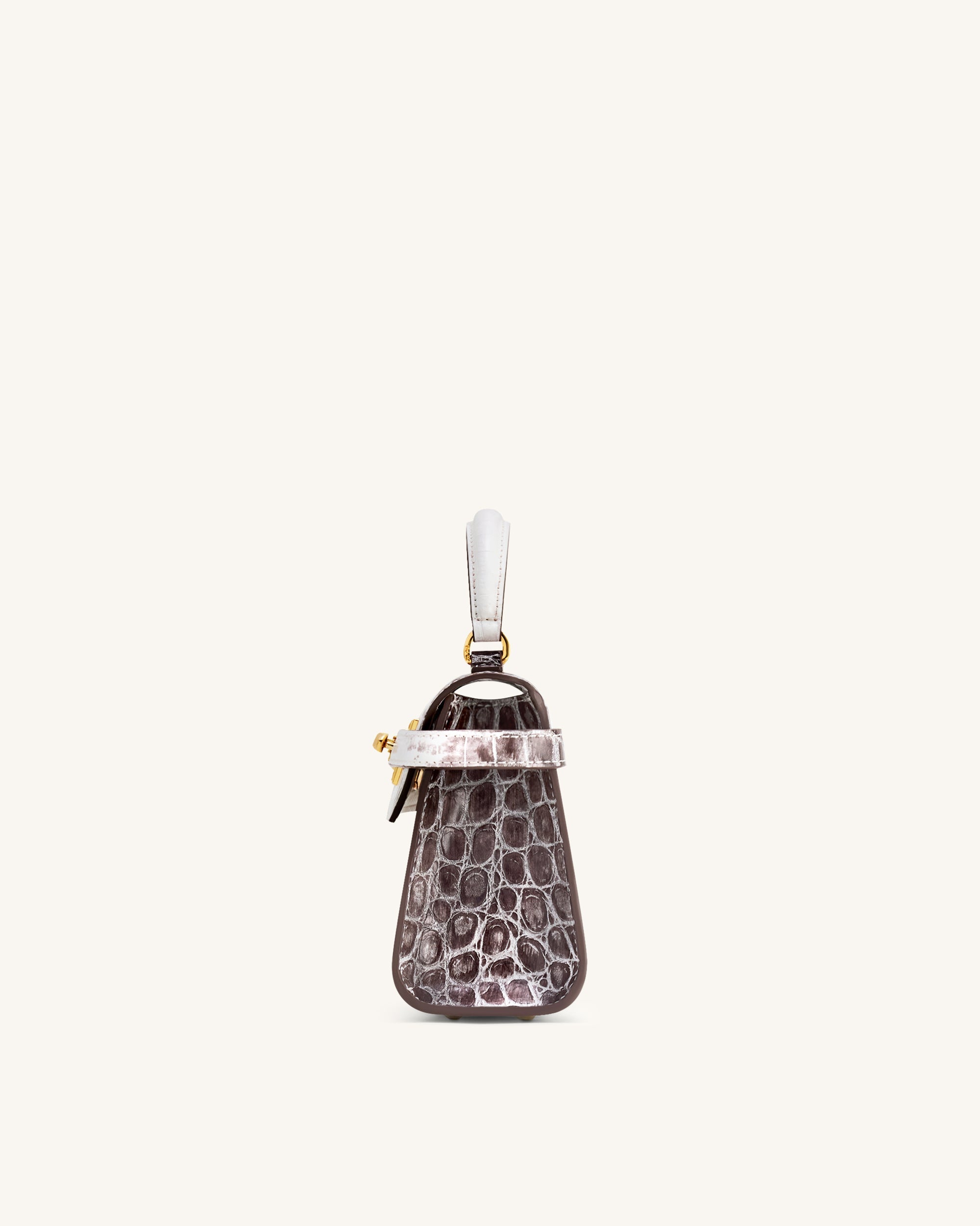 Elise Top Handle Bag - White Croc - Image 4