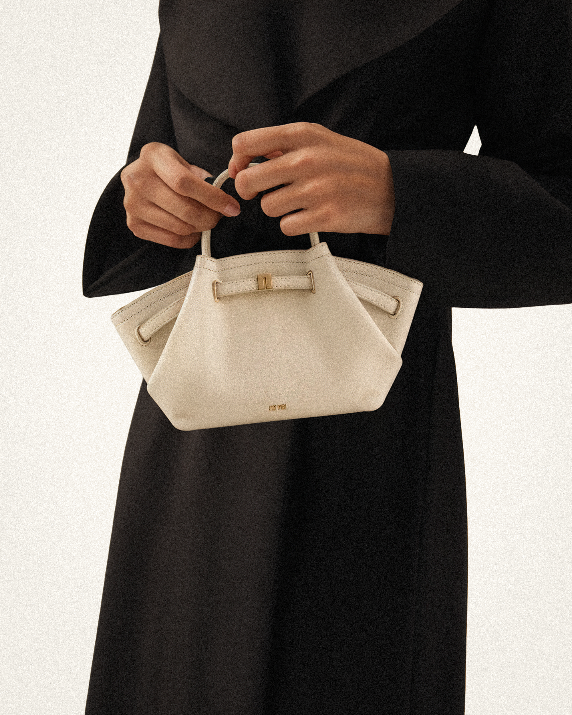 Hana Mini Faux Suede Tote Bag - Off White - Image 2