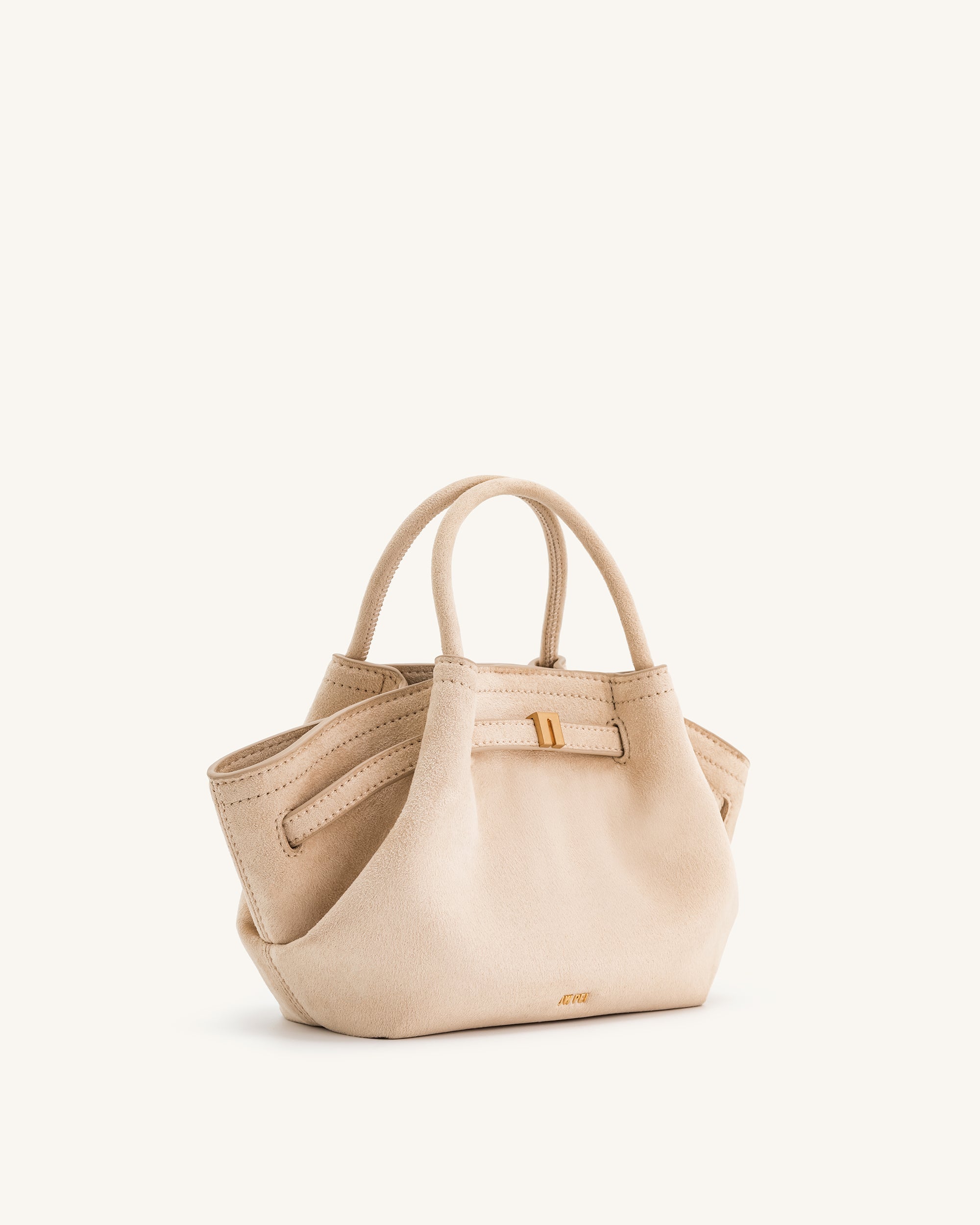 Hana Mini Faux Suede Tote Bag - Off White - Image 3