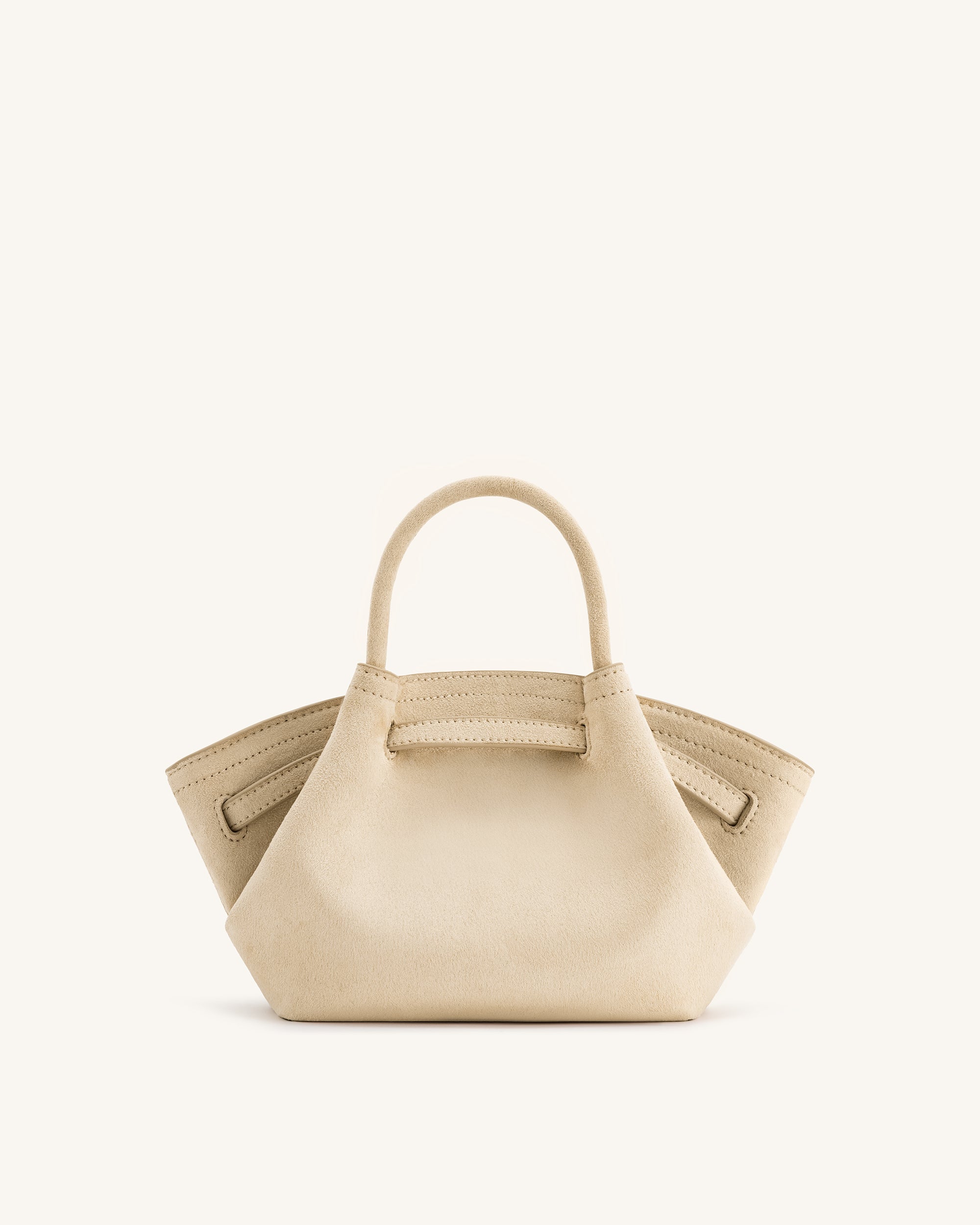 Hana Mini Faux Suede Tote Bag - Off White - Image 5