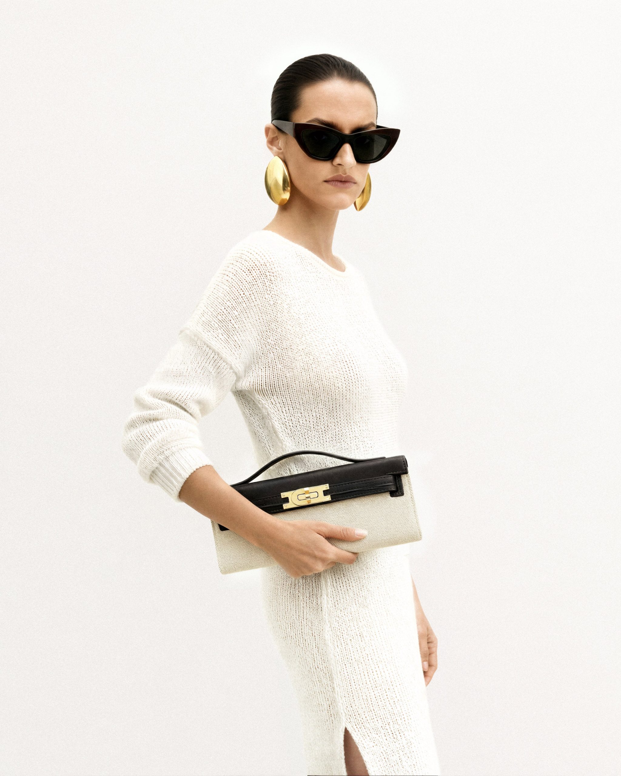 Bria Structured Top Handle Bag - Black Canvas - Image 2