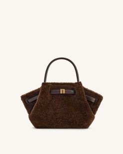 Hana Mini Faux Fur Tote Bag - Dark Brown