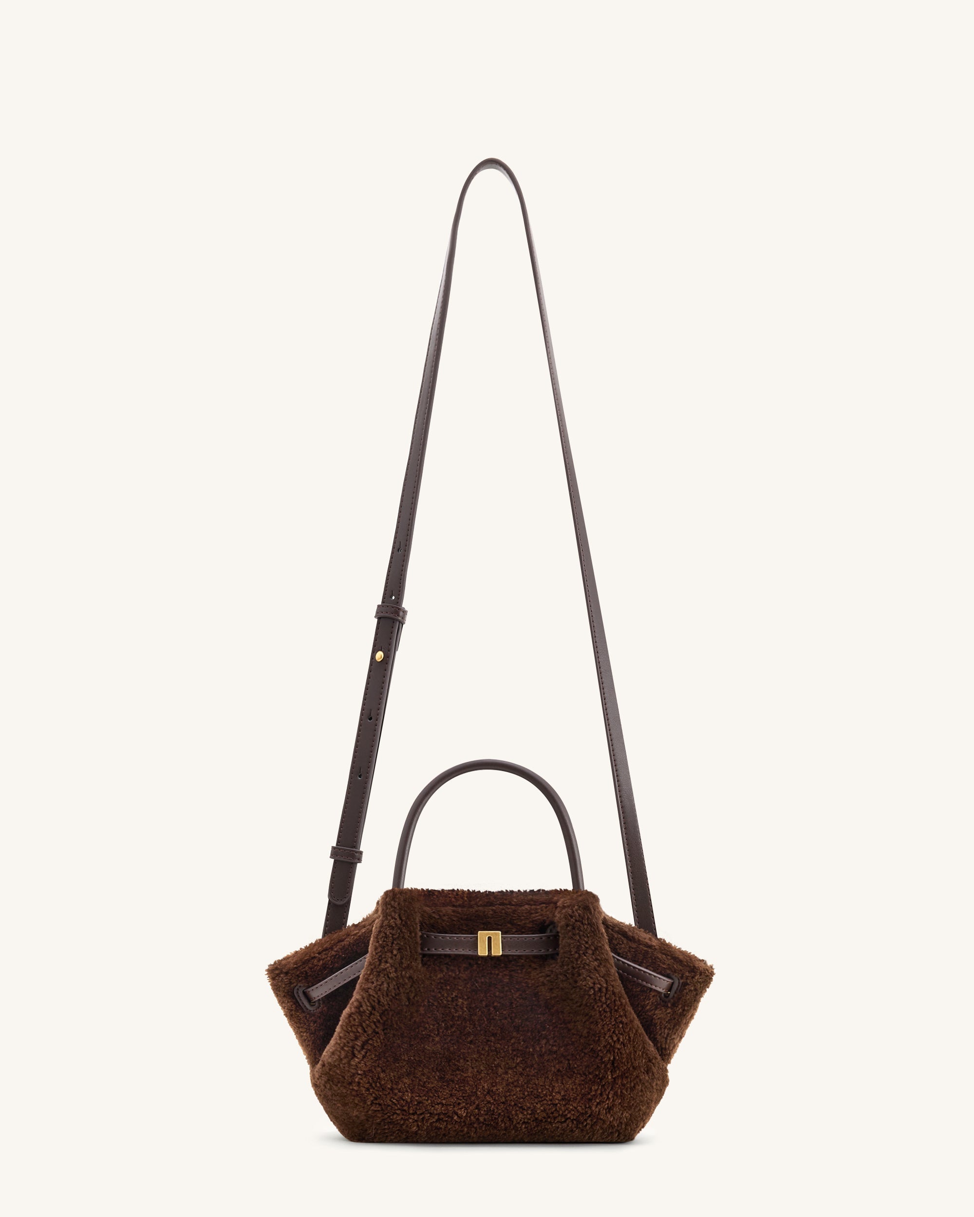 Hana Mini Faux Fur Tote Bag - Dark Brown - Image 3