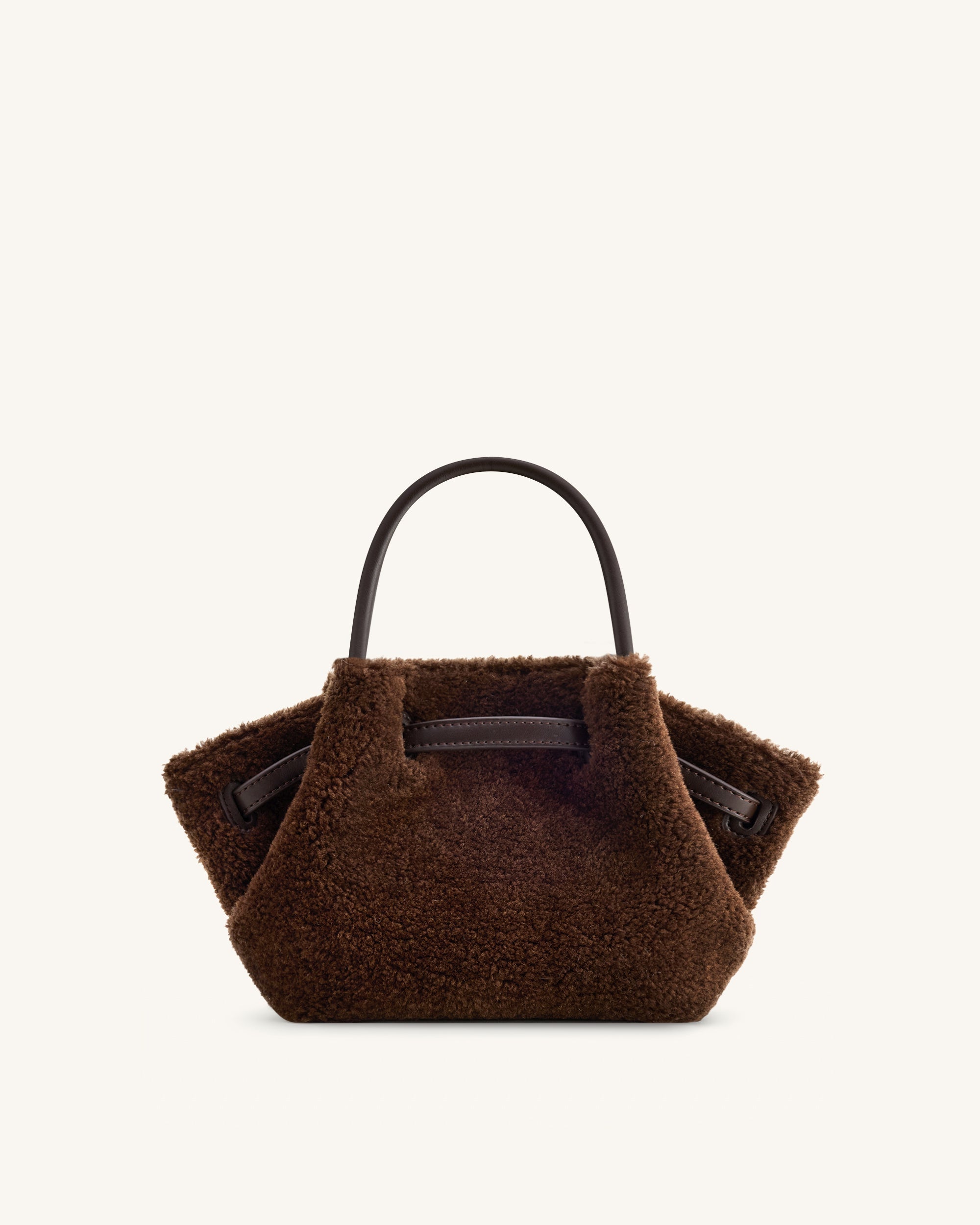 Hana Mini Faux Fur Tote Bag - Dark Brown - Image 4