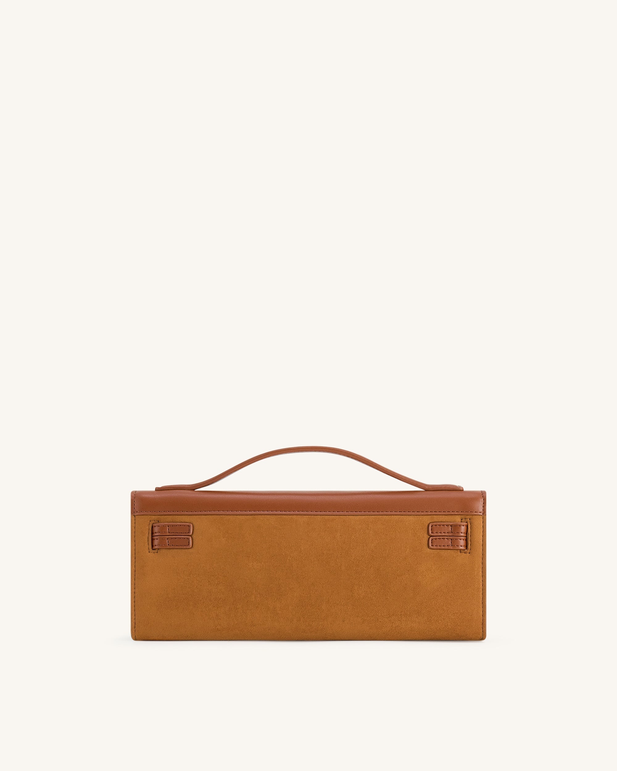 Bria Faux Suede Structured Top Handle Bag - Brown - Image 3