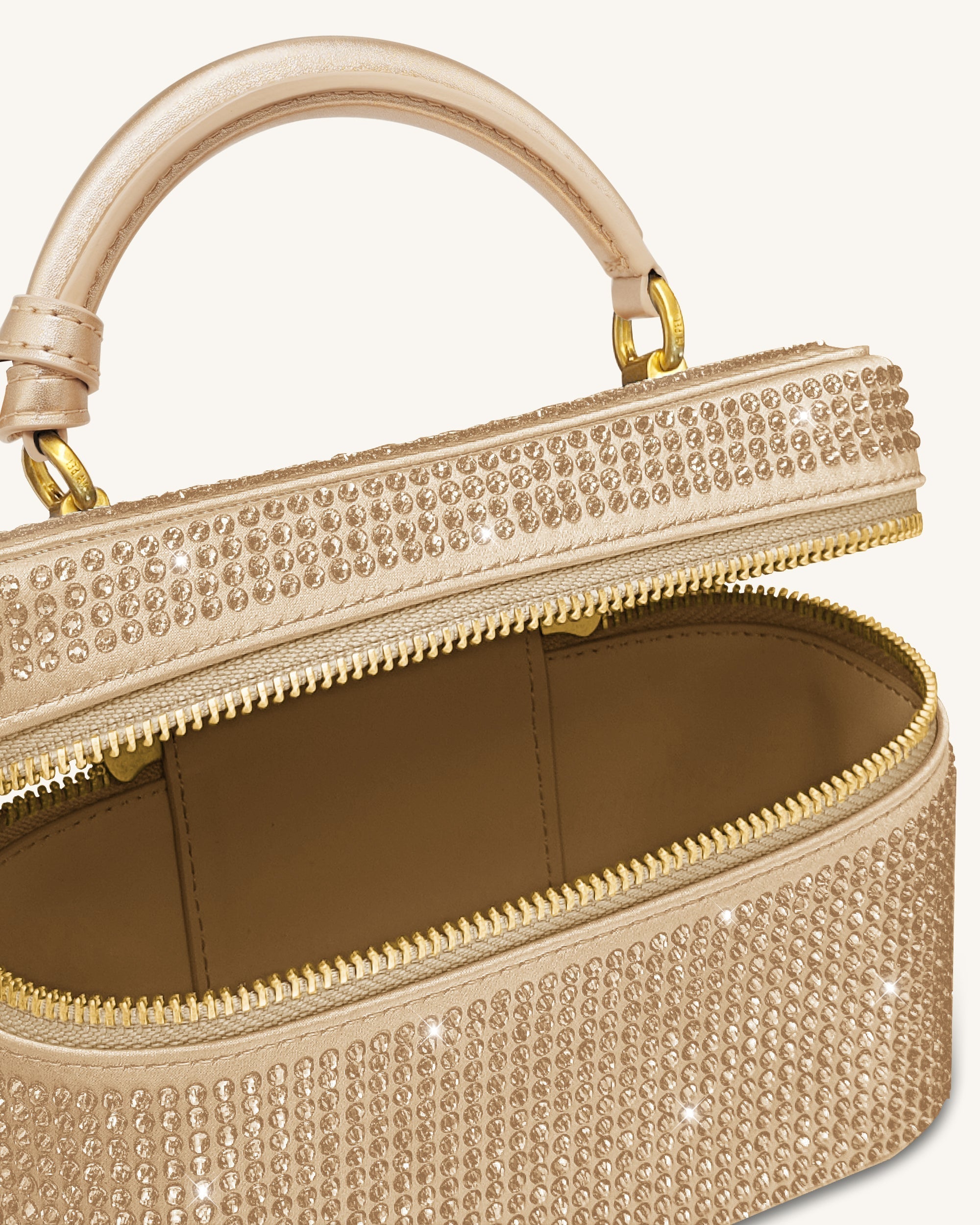 Cleo Artificial Crystal Box Shape Top Handle Bag - Champagne - Image 5