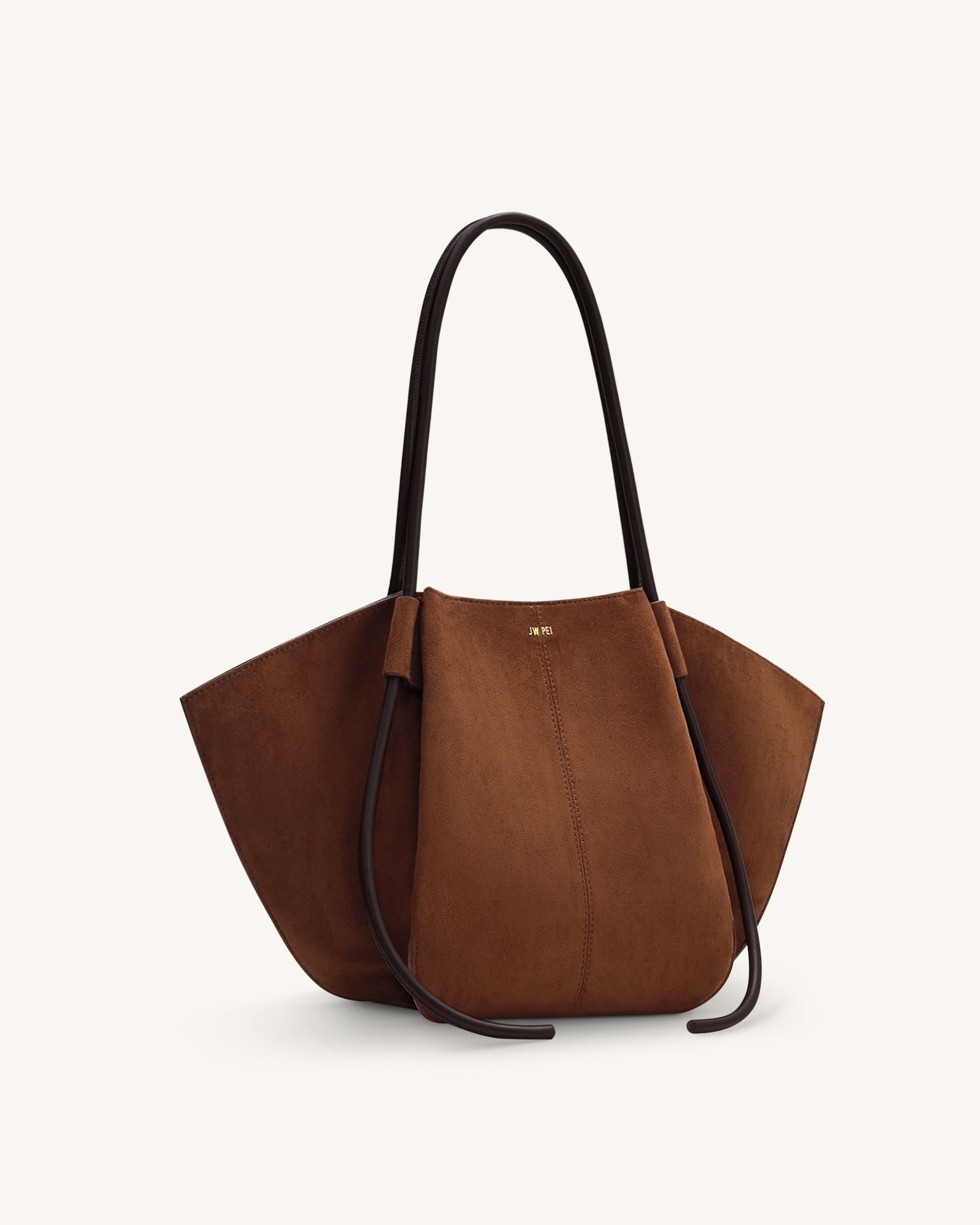 Nala Faux Suede Wide Tote Bag - Brown - Image 2