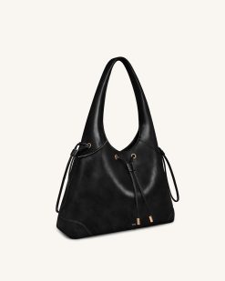 Alternative view of Celandra Drawstring Hobo Bag - Black