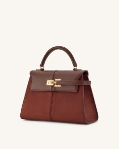 Alternative view of Elise Large Faux Suede Top Handle Bag - Mocha Brown