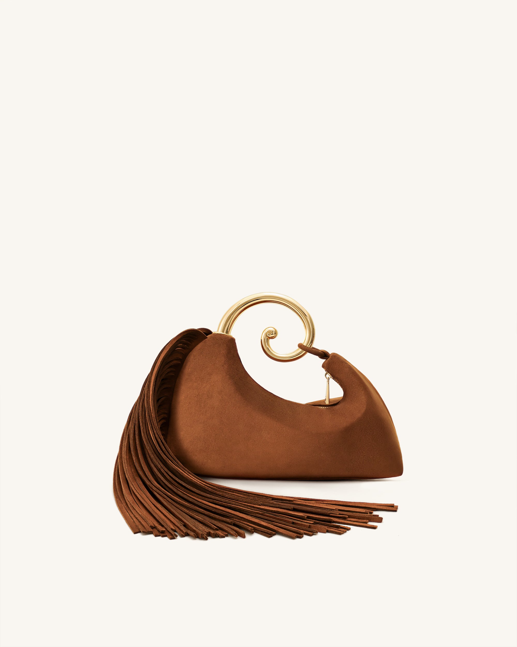 Nell Fringe Hardware Top Handle Bag - Mocha Brown - Image 4