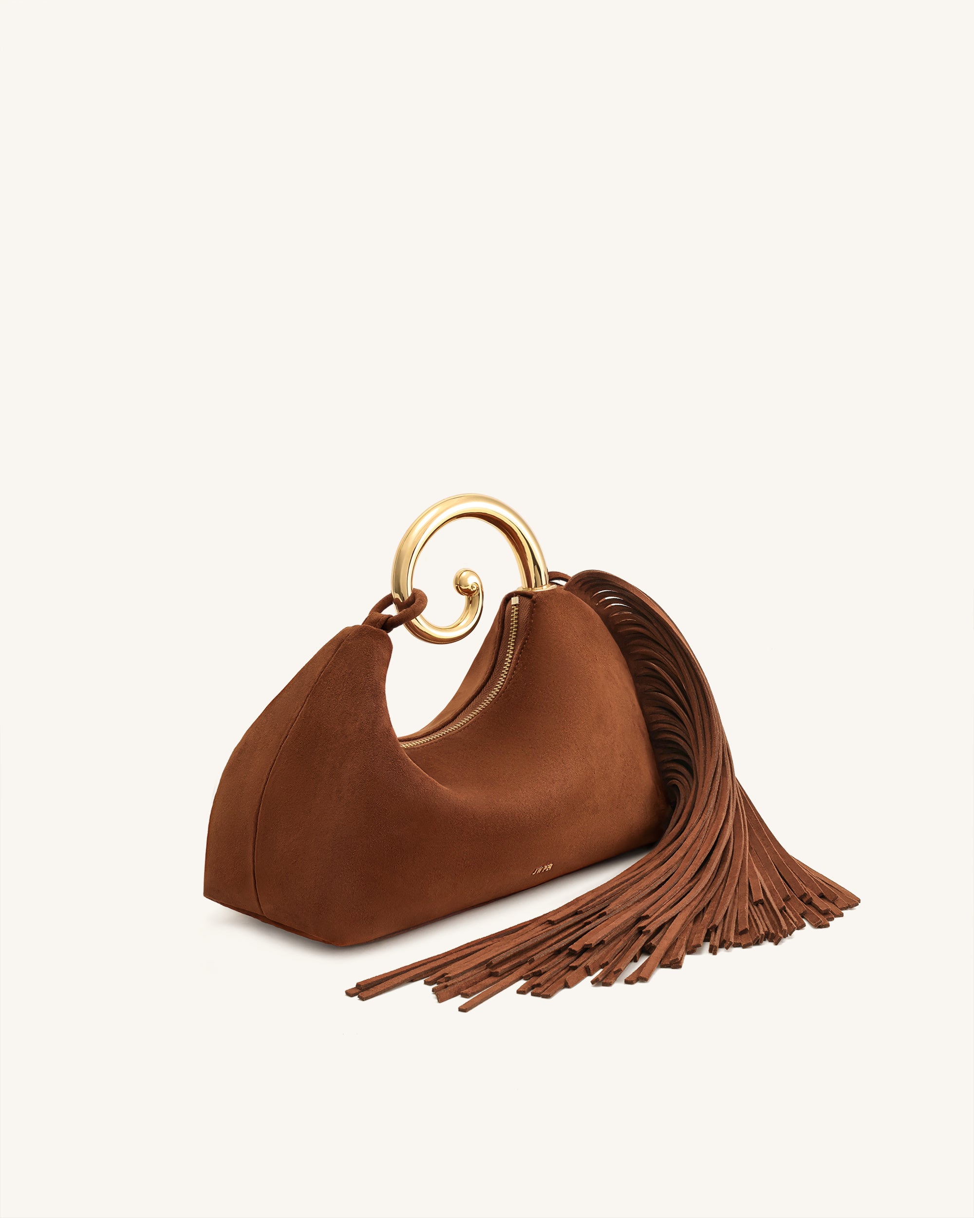 Nell Fringe Hardware Top Handle Bag - Mocha Brown - Image 3