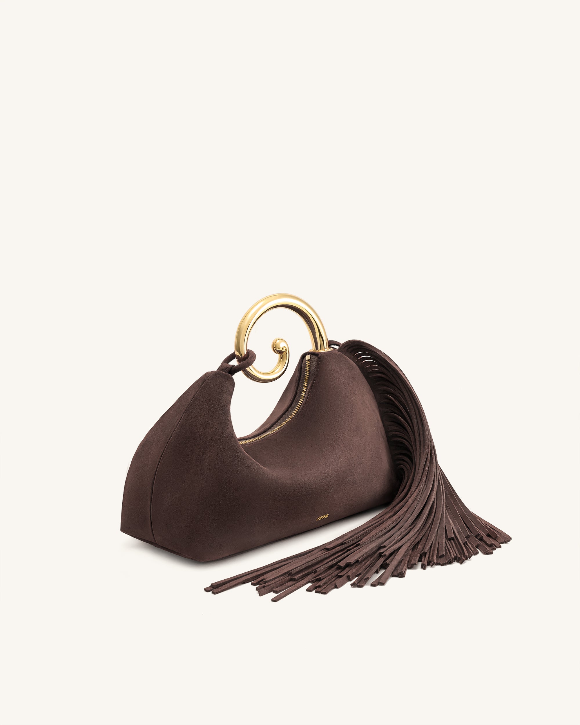 Nell Fringe Hardware Top Handle Bag - Deep Brown - Image 3