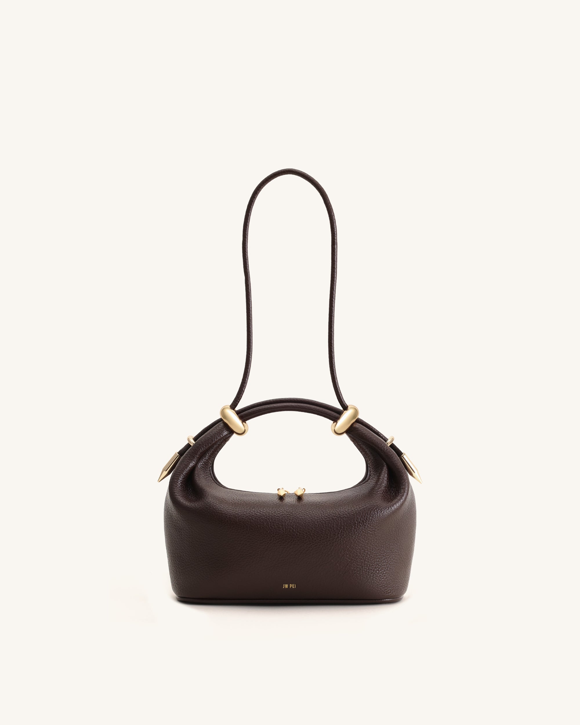 Ellie Metal Ring Embellished Top Handle Bag - Dark Brown - Image 3
