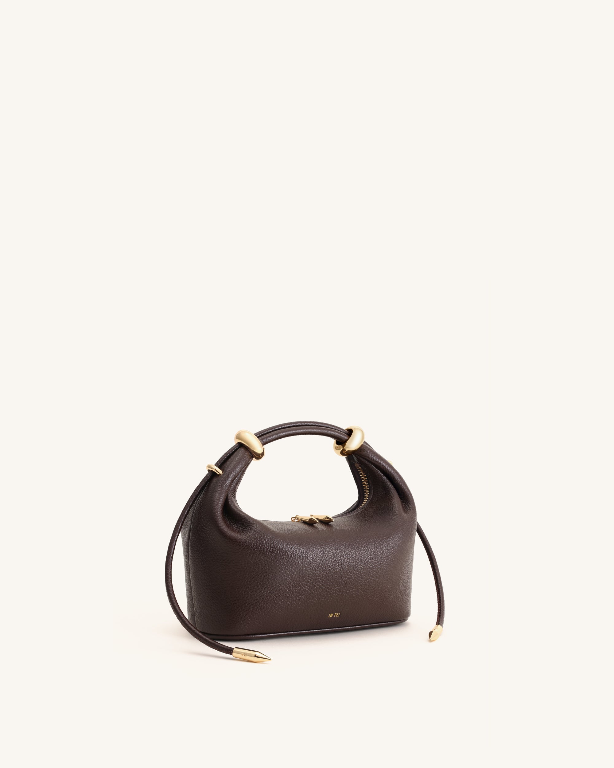 Ellie Metal Ring Embellished Top Handle Bag - Dark Brown - Image 4