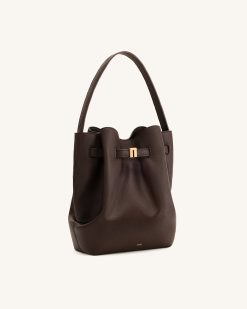 Alternative view of Clara Lock Accent Bucket Shoulder Bag - Mocha Brown