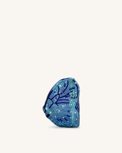Alternative view of Paisley Crystal Butterfly Clutch - Blue