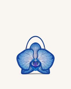 Flora Orchid Shaped Top Handle Bag - Blue