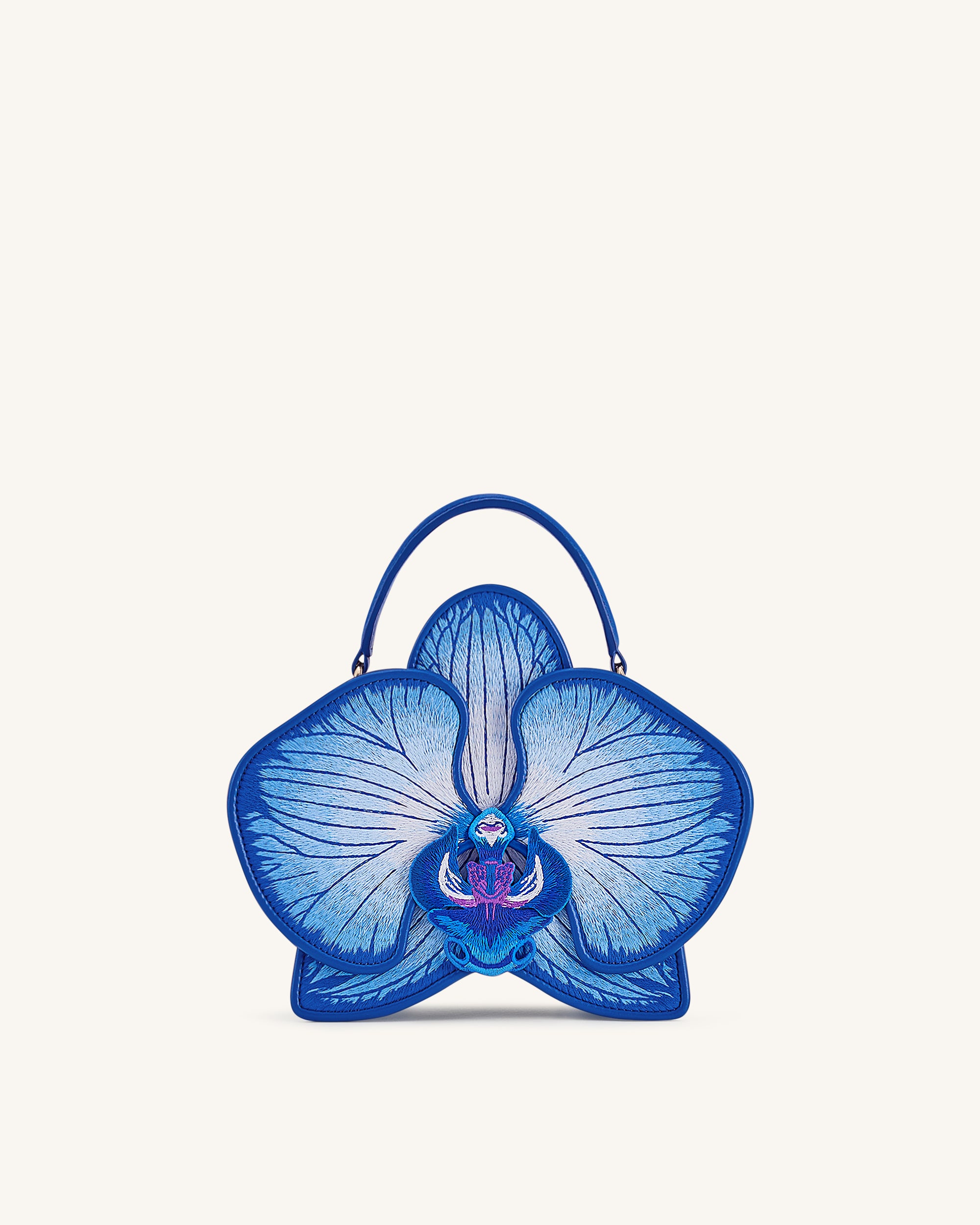 Flora Orchid Shaped Top Handle Bag - Blue