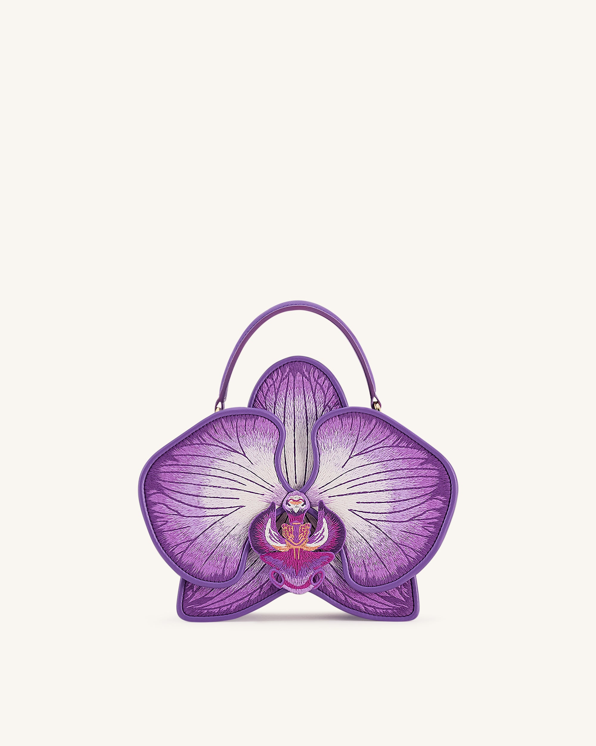 Flora Orchid Shaped Top Handle Bag - Purple