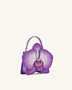Alternative view of Flora Orchid Shaped Top Handle Bag - Purple