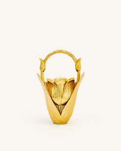 Ella Tulip Vase Top Handle Bag - Gold