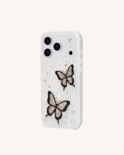 Alternative view of Butterfly Pearl Embellished Phone Case - White
