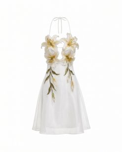 Alternative view of Lily-Embroidered Halter Mini Dress - White
