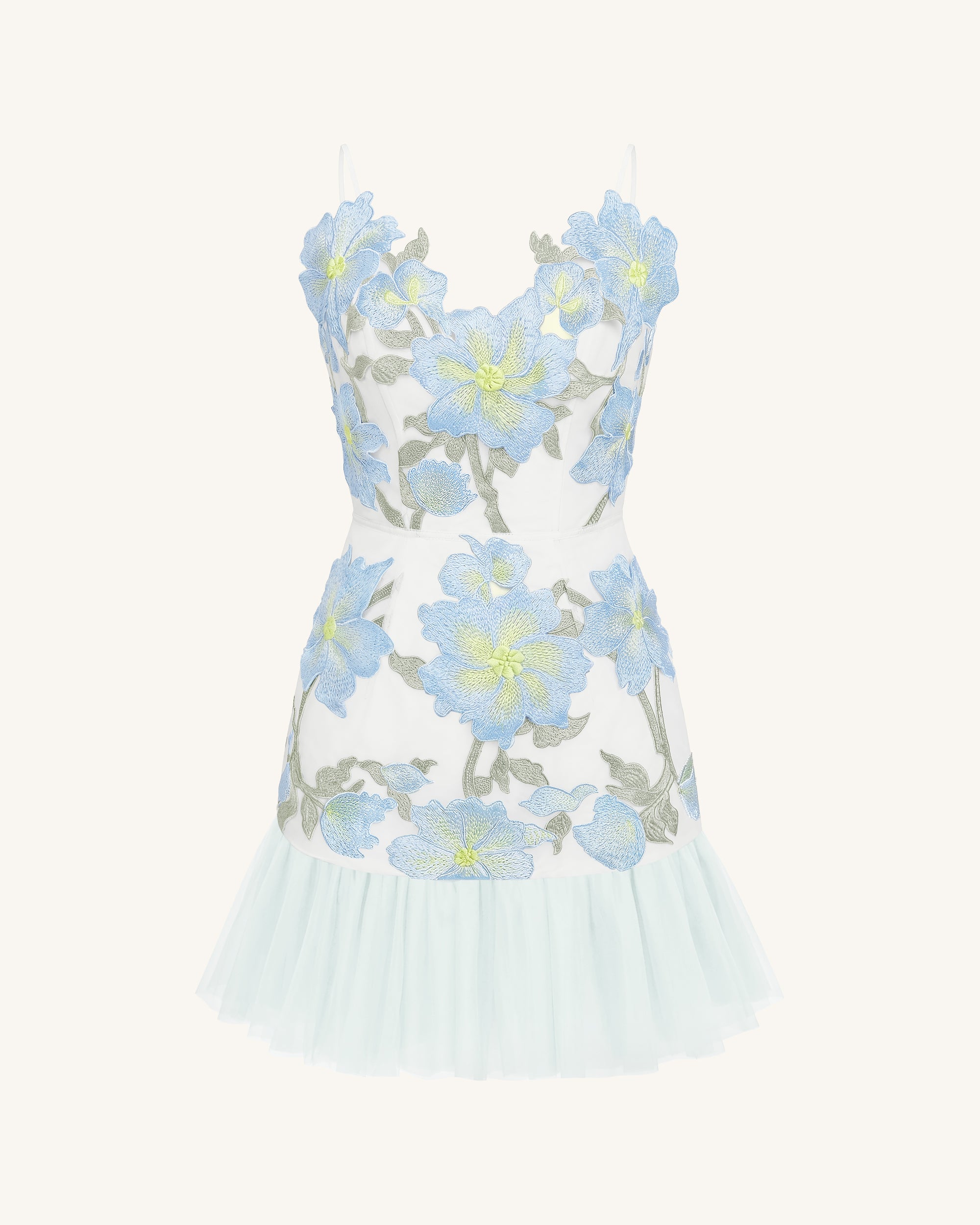 Floral Sling Mini Dress - Baby Blue - Image 3