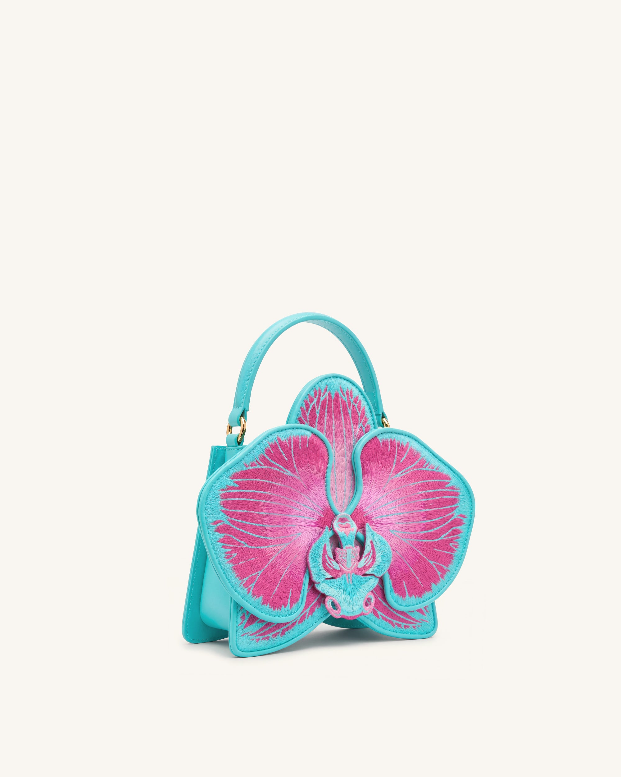 Flora Orchid Shaped Top Handle Bag - Pink Blue - Image 2