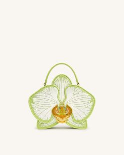 Flora Orchid Shaped Top Handle Bag - Light Green