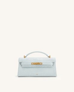 Noor Top Handle Bag - Blue Croc