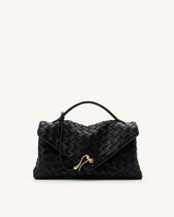 Celeste Woven Envelope Bag - Black
